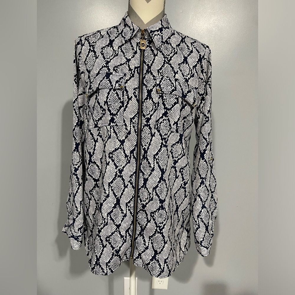 Michael Kors‎ Womens Snake Pattern Shirt with Zipper